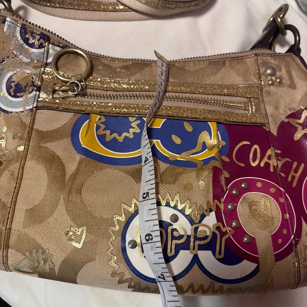 Coach Poppy Graffiti Signature C Khaki Gold Canvas Crossbody Bag F15309 Mens - Picture 8 of 8